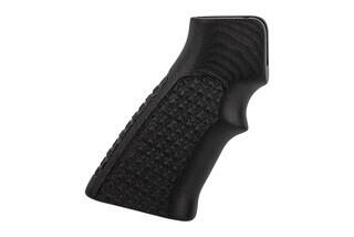 Hogue AR-15 pistol grip with forward angle Piranha and finger groove features a G10 fiberglass construction